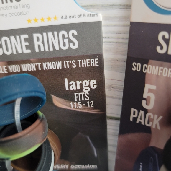 2 X  5 pack Silicone Rings Size Large & Medium Fits 11.5 - 12, Med 9.5- 10 - Picture 4 of 5
